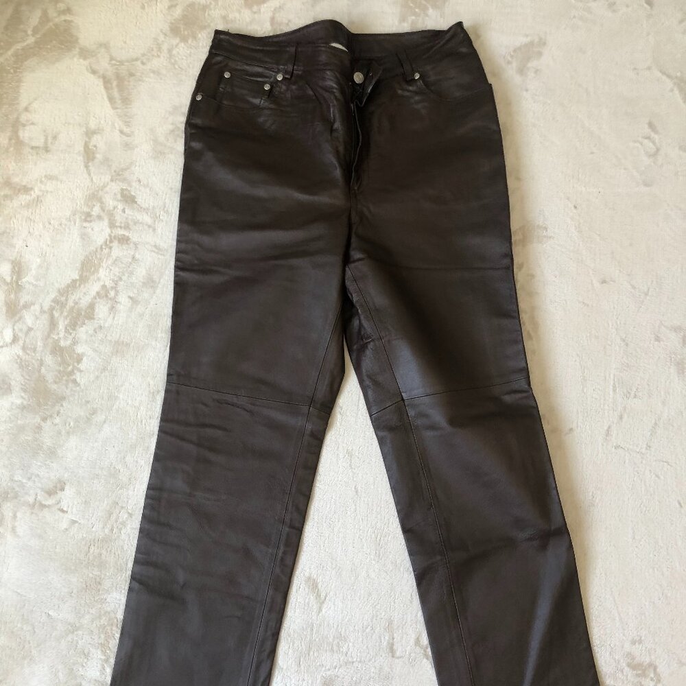 Women's 100% Leather Pants Brown